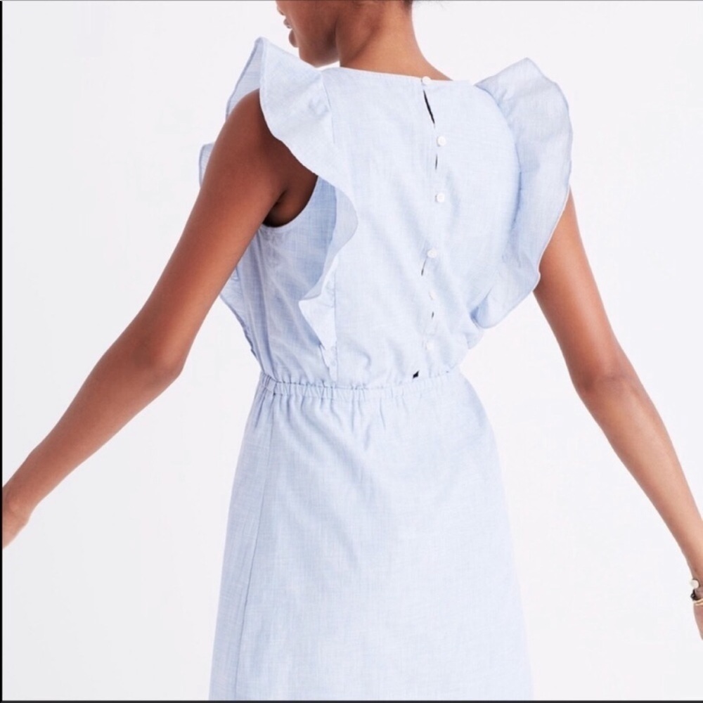 Madewell Light Blue Ruffles Summer Dress 10 - Picture 2 of 4